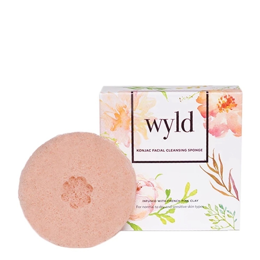 Wyld Konjac Facial Cleansing Sponge Pink Clay NEW